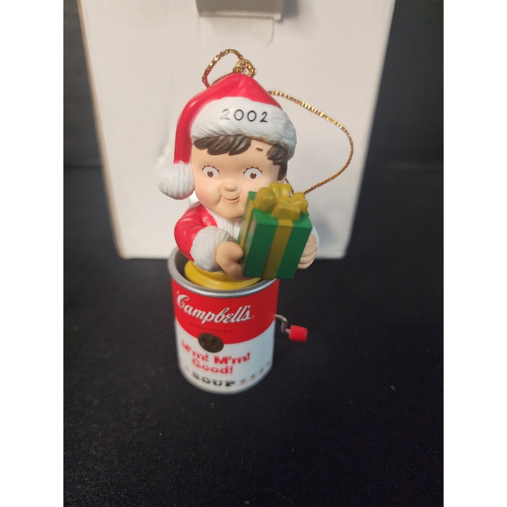 2002 CAMPBELL'S SOUP ORNAMENT "Campbell's Kid in a Can" JACK IN THE BOX VINTAGE